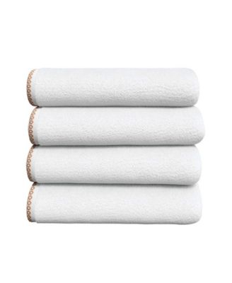 Quick-Dry Cotton Decorative Border 4 Pack Bath Towel Set