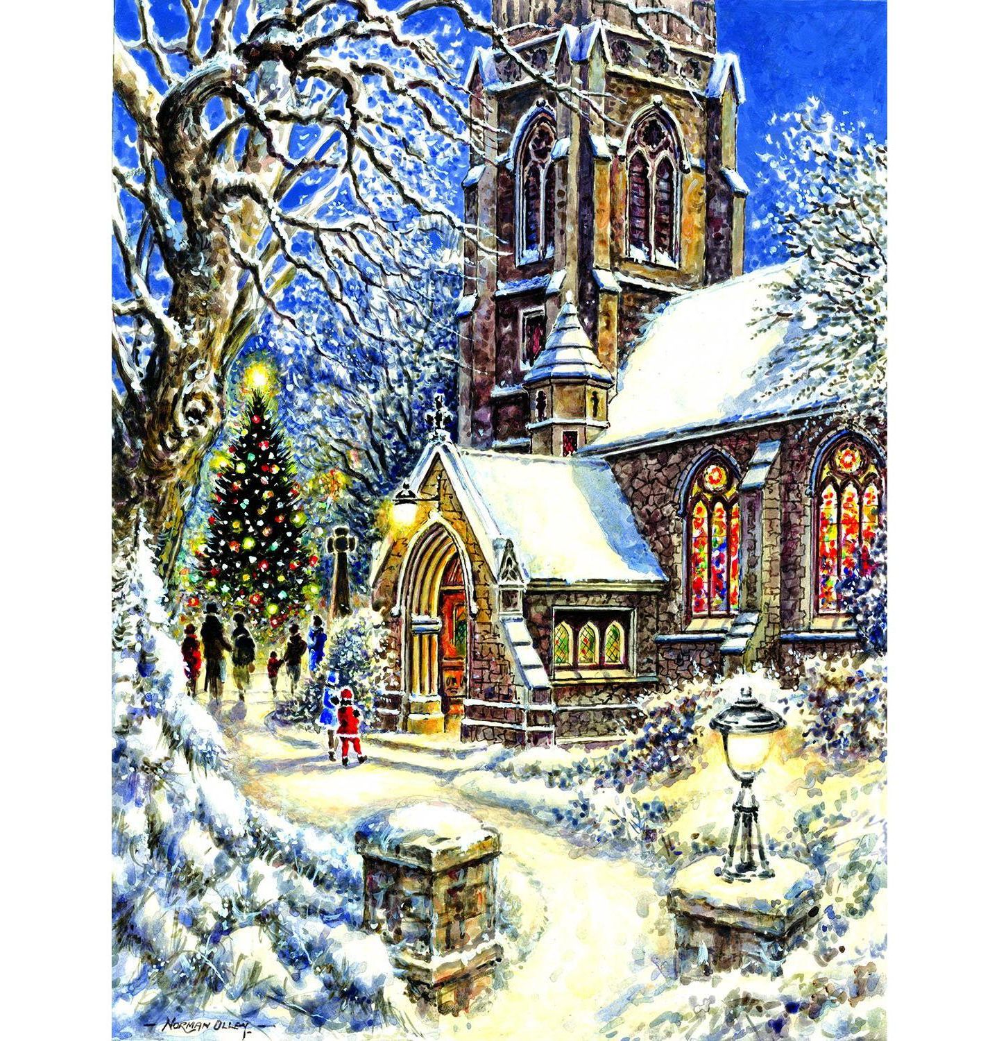 Детский пазл SunsOut Church In The Snow Interlocking Christmas Adult 1000-Piece Jigsaw Puzzle, Ages 10+ — фото 2