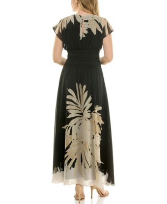 Women's Smocked Waist Printed A-Line Dress