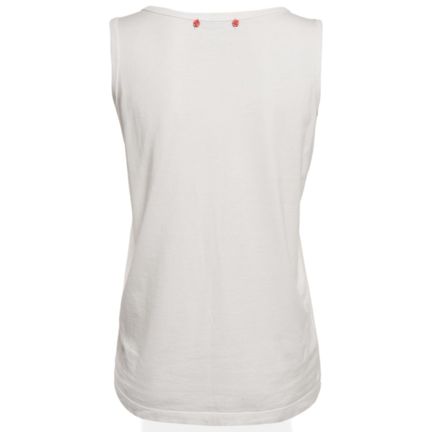 Women's White Printed Cotton Tank Top