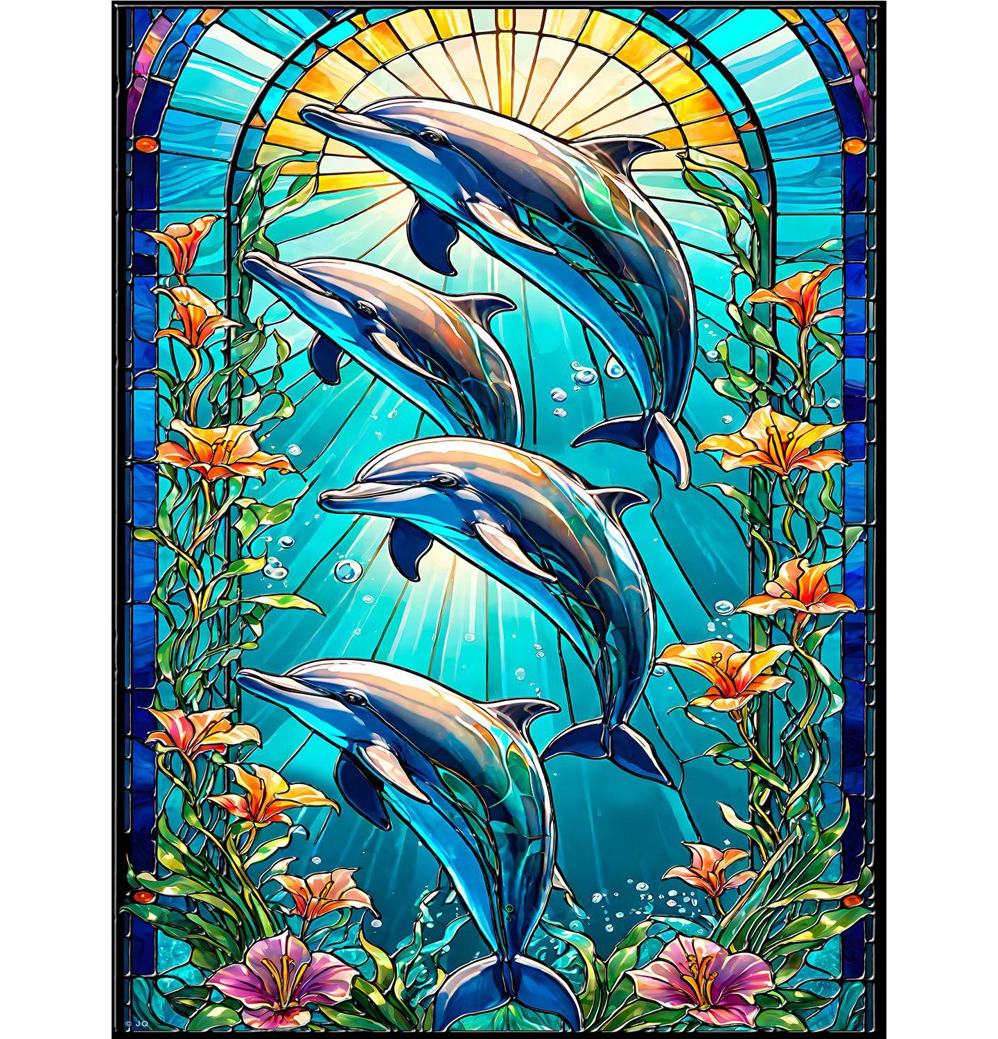 Детский пазл SunsOut Dolphin Leap Stained Glass 1000 Piece Interlocking Jigsaw Puzzle, от 15 лет — фото 4