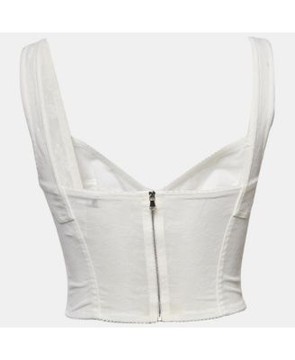 Women's White Mesh And Satin Bustier Top