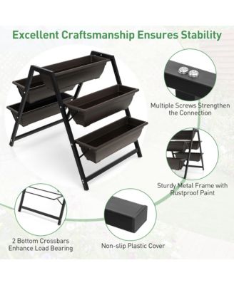 31”H Raised Garden Bed 3-Tier Vertical Planter w/5 Plant Boxes Indoor Outdoor