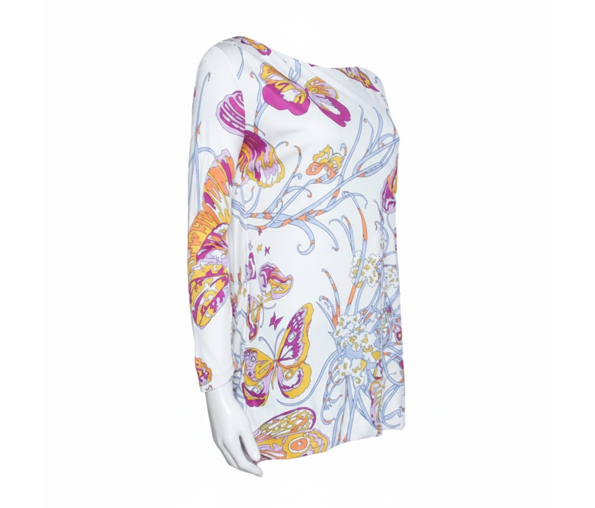 Pre-Owned Emilio Pucci Women's White Butterfly Print Knit Tunic Top