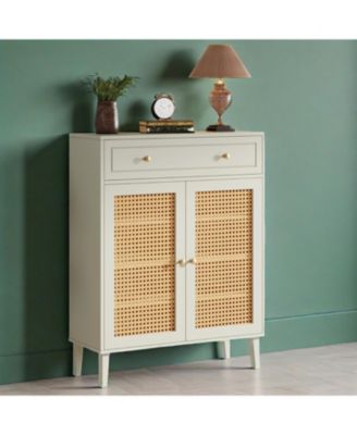 Entryway Shoe Cabinet with Pull Down Doors and Top Shelf