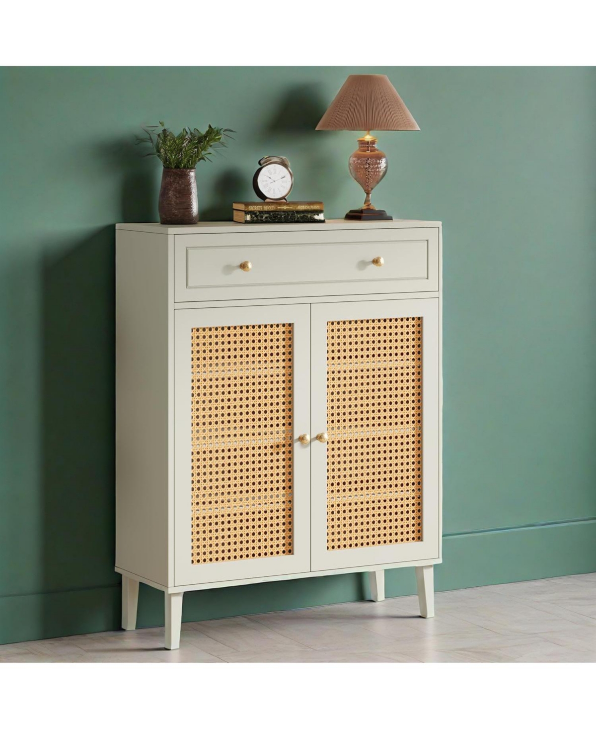Slickblue Entryway Shoe Cabinet with Pull Down Doors and Top Shelf