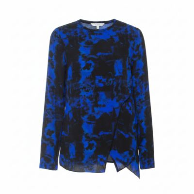 Women's Graffiti Print Silk Layered Top