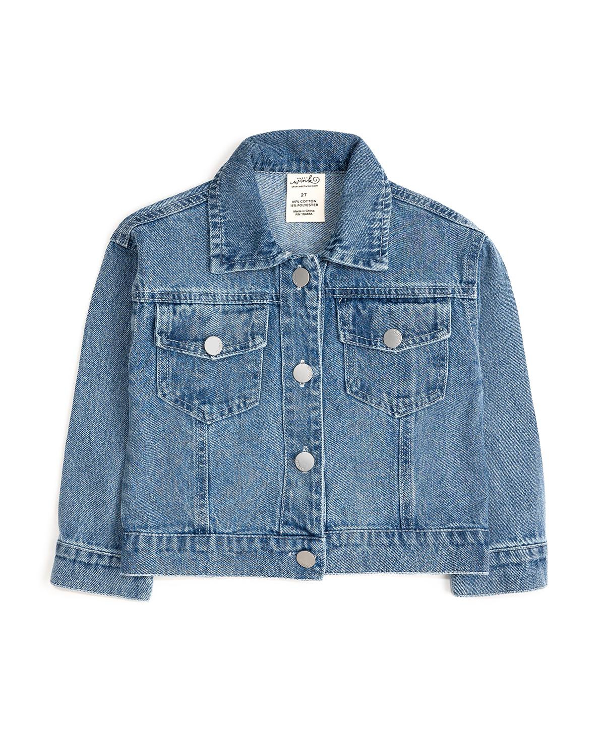 Sweet Wink Little Girls Howdy Gingham Bow Patch Denim Jacket