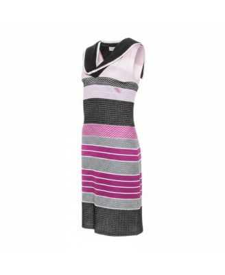 Women's Pink And Black Knit Sleeveless Dress