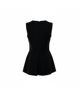 Women's Black V Neck Sleeveless Peplum Top