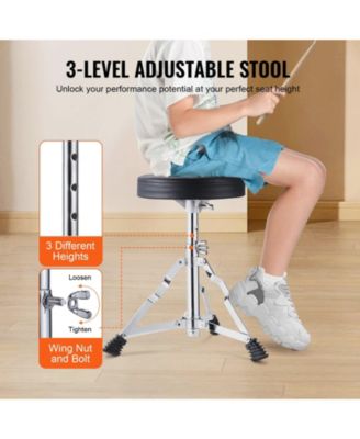 Kids Drum Set 3-Piece 14" Beginner Kit with Throne Pedal Sticks Black