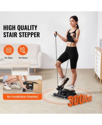 Mini Stair Stepper, Hydraulic Twist Stepper with Resistance Bands and LCD Monitor for Home Exercise