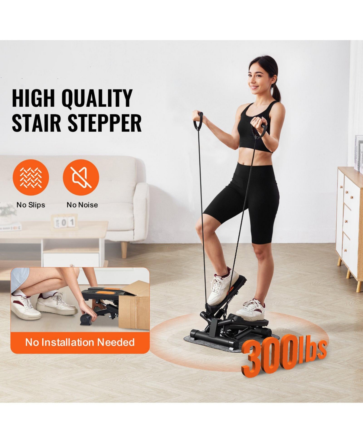 Mecale Mini Stair Stepper, Hydraulic Twist Stepper with Resistance Bands and Lcd Monitor for Home Exercise