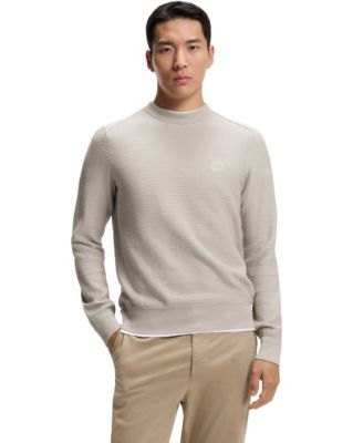 Men's Cashmere Cotton Logo Patch Structured Sweater