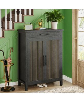 Slim Shoe Rack with Doors for Small Entryways