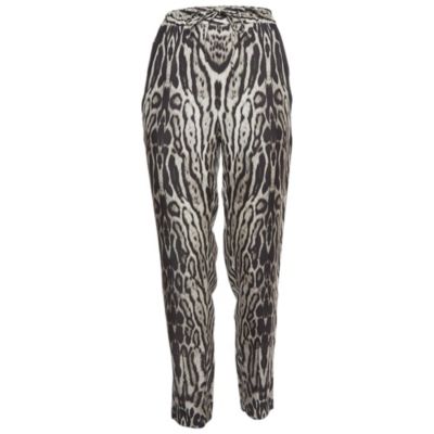 Women's Leopard Print Silk Drawstring Trousers