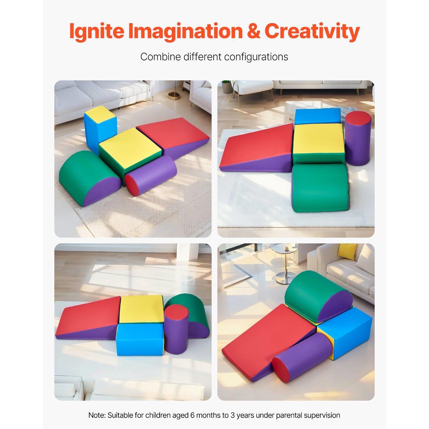 Soft-Play Foam Climbing Blocks, 5-Piece Set