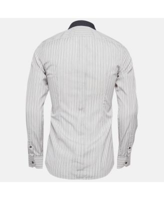 Men's White Pinstripe Cotton Long Sleeve Shirt