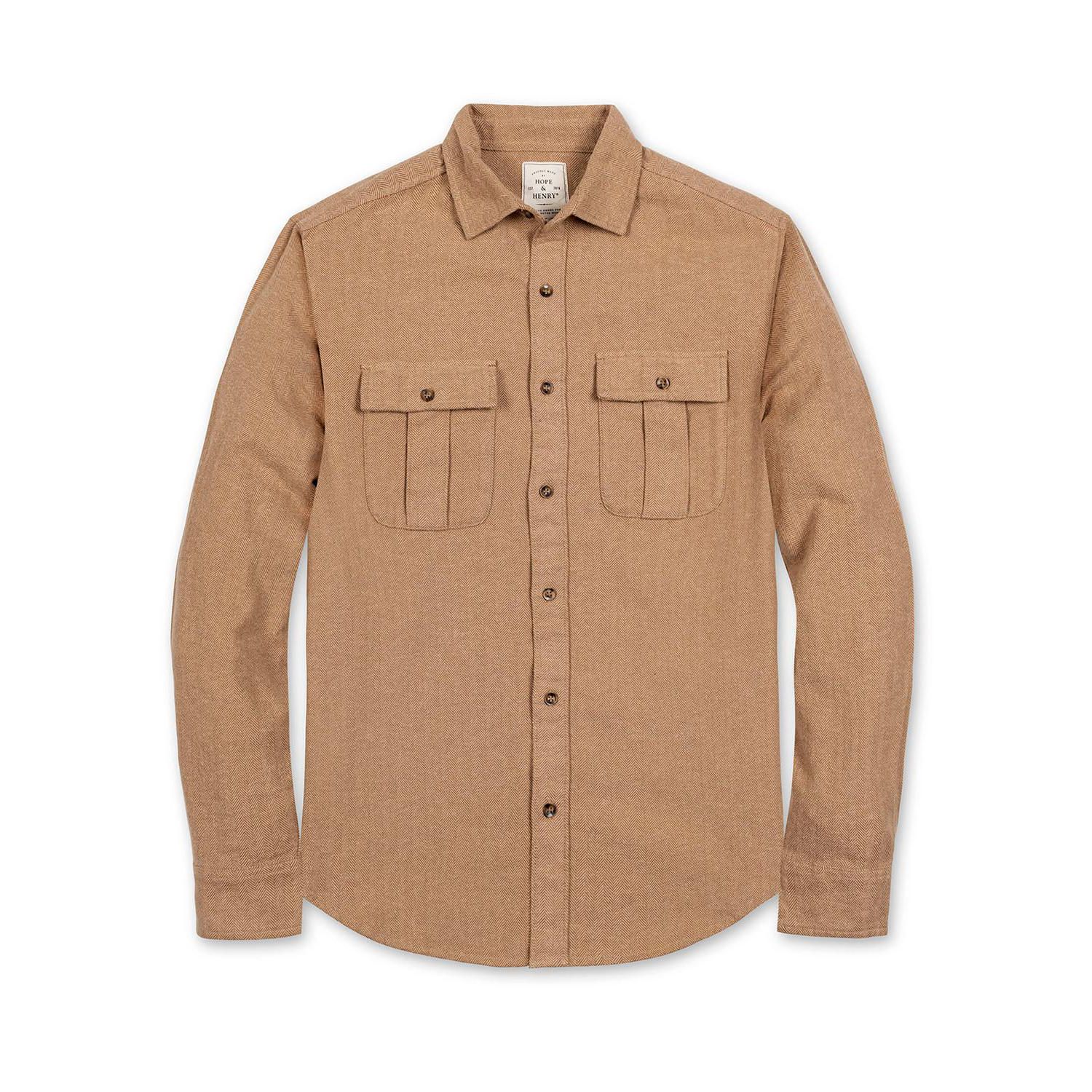 Men's Hope and Henry Organic Flannel Double Pocket Button Down Shirt