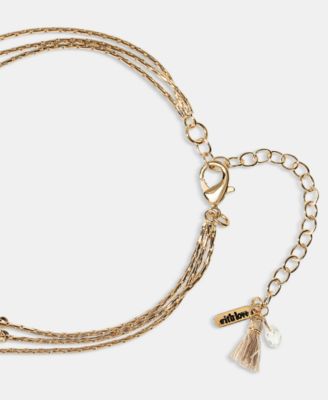 Gold-Tone Crystal Flower Layered Necklace, 16" + 3" extender