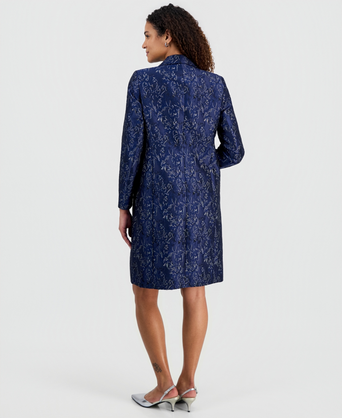 Kasper Women's Metallic Jacquard Long Jacket