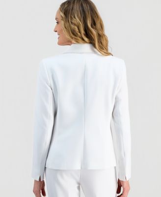 Women's Stretch Crepe Shawl-Collar Pearl-Trim Jacket