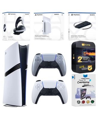 PlayStation 5 Pro Digital Bundle with Disc Drive, Extra Controller, Pulse Elite Wireless Gaming Headset, Vertical Stand, MightySkins Voucher