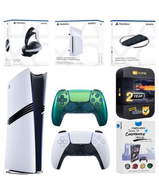 PlayStation 5 Pro Digital Bundle with Disc Drive, Extra Controller, Pulse Elite Wireless Gaming Headset, Vertical Stand, MightySkins Voucher