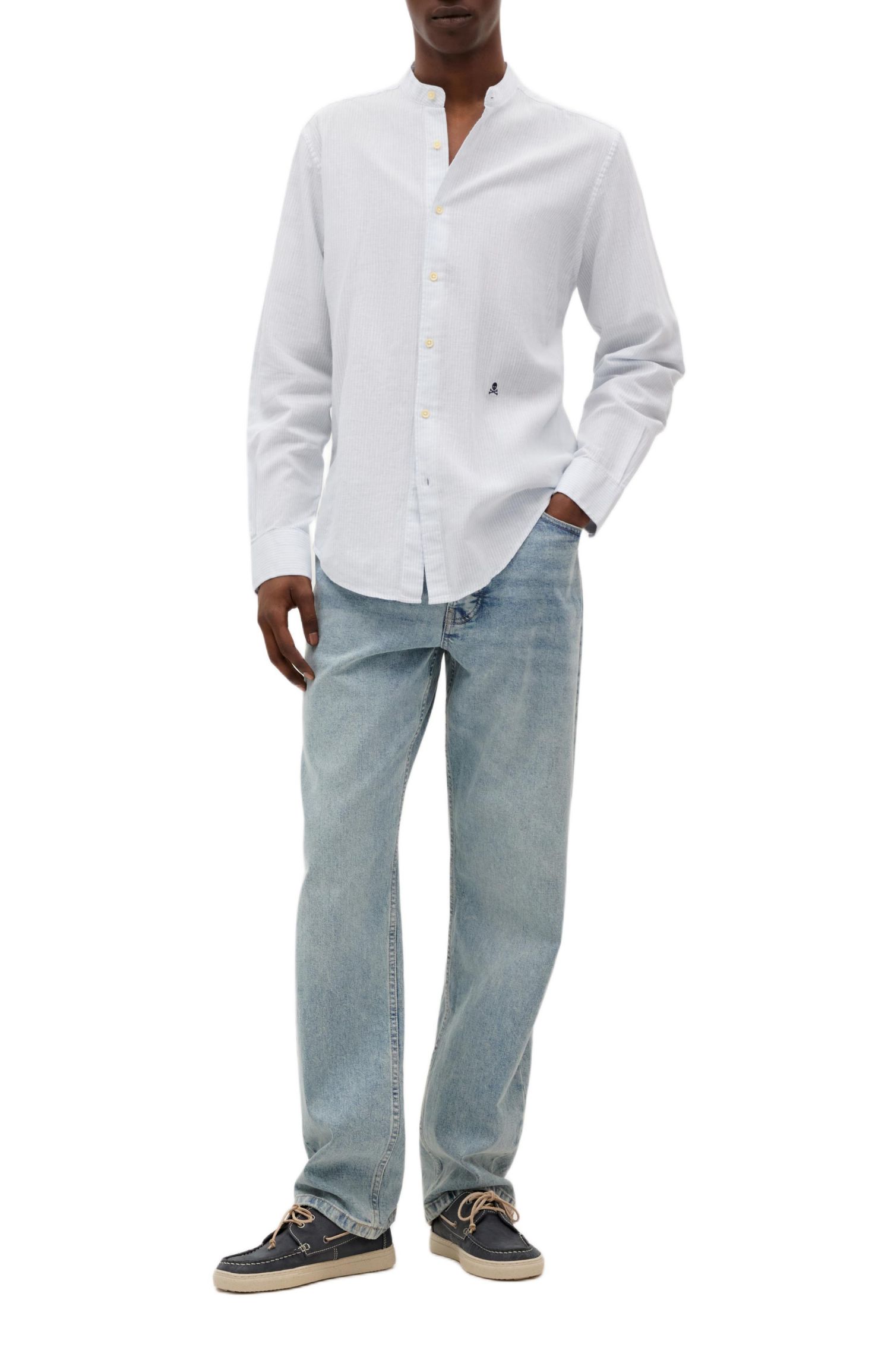 Men's Striped Linen Mao Shirt