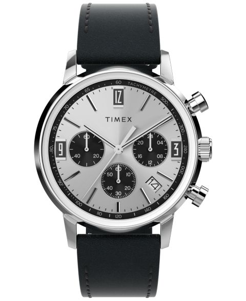 Мужские часы Timex Chronograph Black Leather Watch, 40mm
