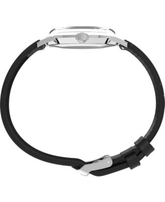 Men's Mechanical Handwind Black Leather Watch, 34mm