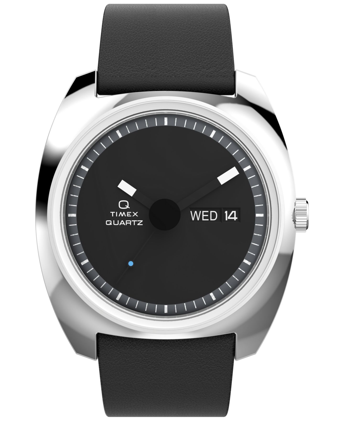 Мужские часы Timex Quartz Analog Black Leather Watch, 37mm — фото 1