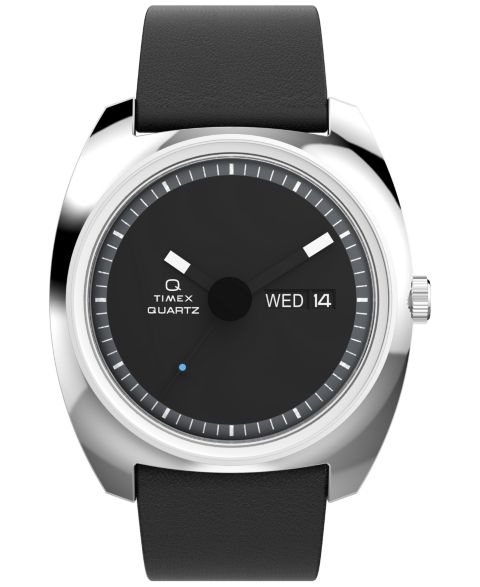 Мужские часы Timex Quartz Analog Black Leather Watch, 37mm