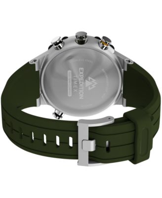 Men's Quartz Analog Green Silicone Watch, 45mm