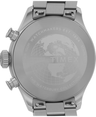 Men's Chronograph Silver-Tone Stainless Steel Watch, 41mm