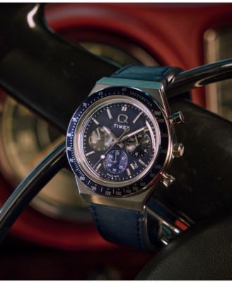 Men's Chronograph Blue Leather Watch, 40mm