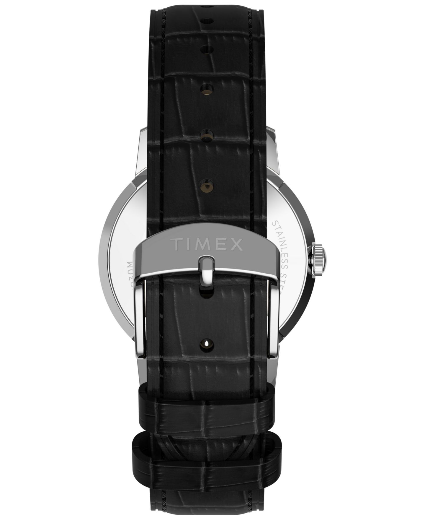 Часы Timex Unisex Quartz Analog Black Leather Watch, 34mm — фото 3