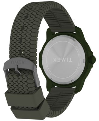 Men's Quartz Analog Green Silicone Watch, 42mm