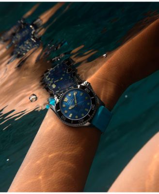 Unisex Quartz Analog Blue HNBR Rubber Watch, 38mm