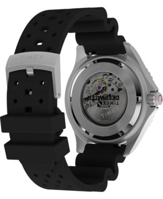 Men's Mechanical Automatic Black HNBR Rubber Watch, 44mm