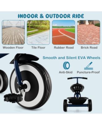 Kids Adjustable Tricycle with Dual Baskets EVA Wheels and Carbon Steel Frame