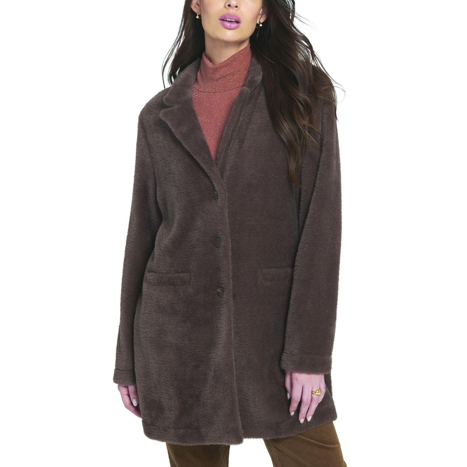 Women's Fuzzy Knit Coat Teddy