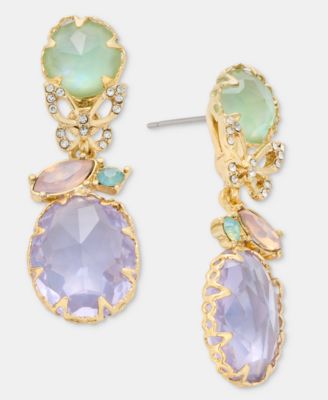 Gold-Tone Stone & Butterfly Drop Earrings
