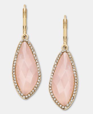 Gold-Tone Stone & Pav&eacute; Halo Drop Earrings