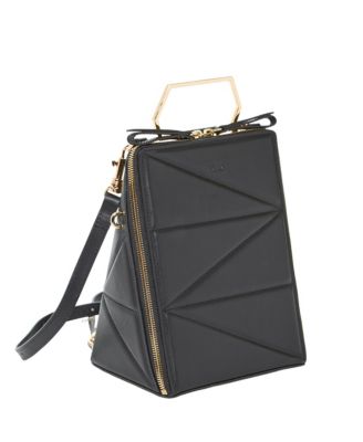 Leather Convertible Backpack Purse Crossbody Bag with Gold Handle