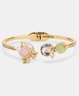 Gold-Tone Butterfly Stone Cuff Bracelet