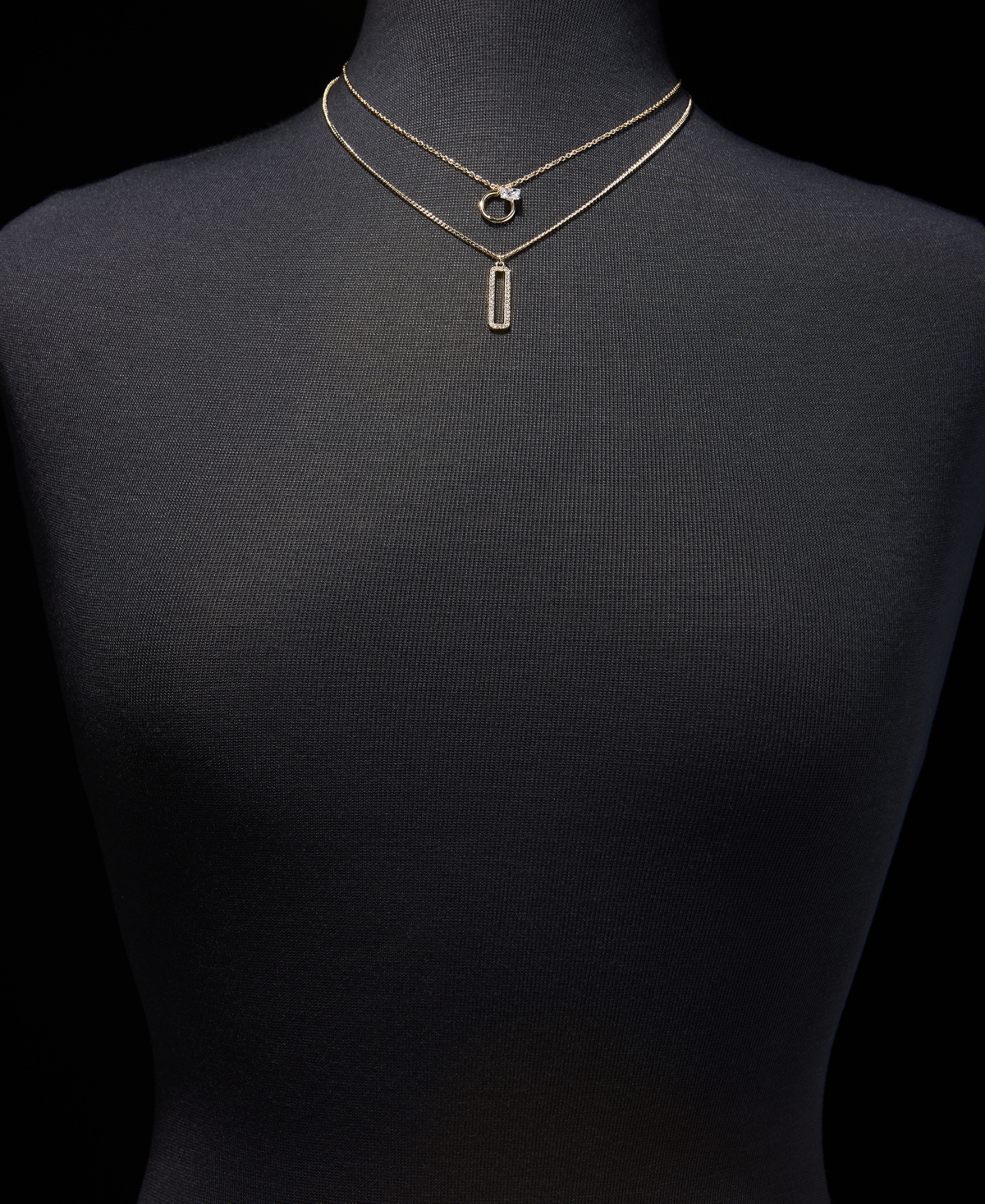 Dkny Gold-Tone Pave & Polished Circle & Rectangle Layered Pendant Necklace, 16" + 3" extender