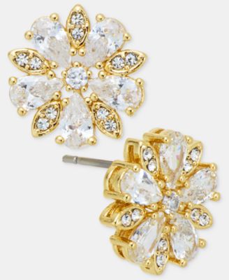 Cubic Zirconia Flower Stud Earrings