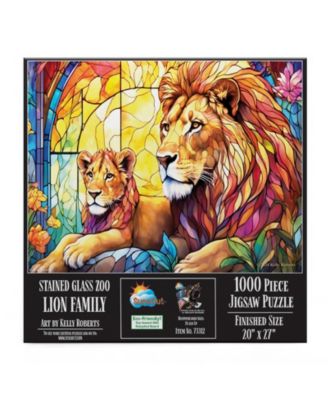 Stained Glass Zoo Lion Family 1000 piece Jigsaw Puzzle for Adults