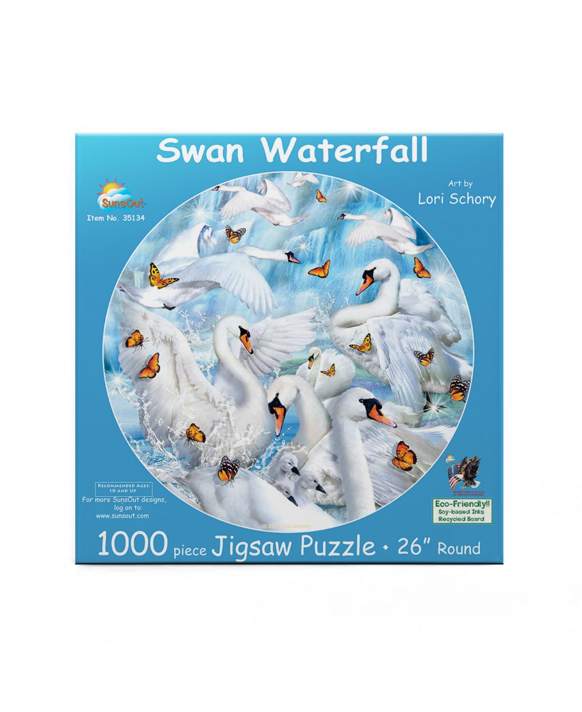 SunsOut Swan Waterfall 1000 piece Jigsaw Puzzle for Adults Round